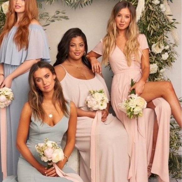 Show Me Your Mumu Noelle Wrap Dress Dusty Blush pink large maxi gown - Picture 12 of 15